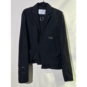 Nylon bondage strap blazer jacket